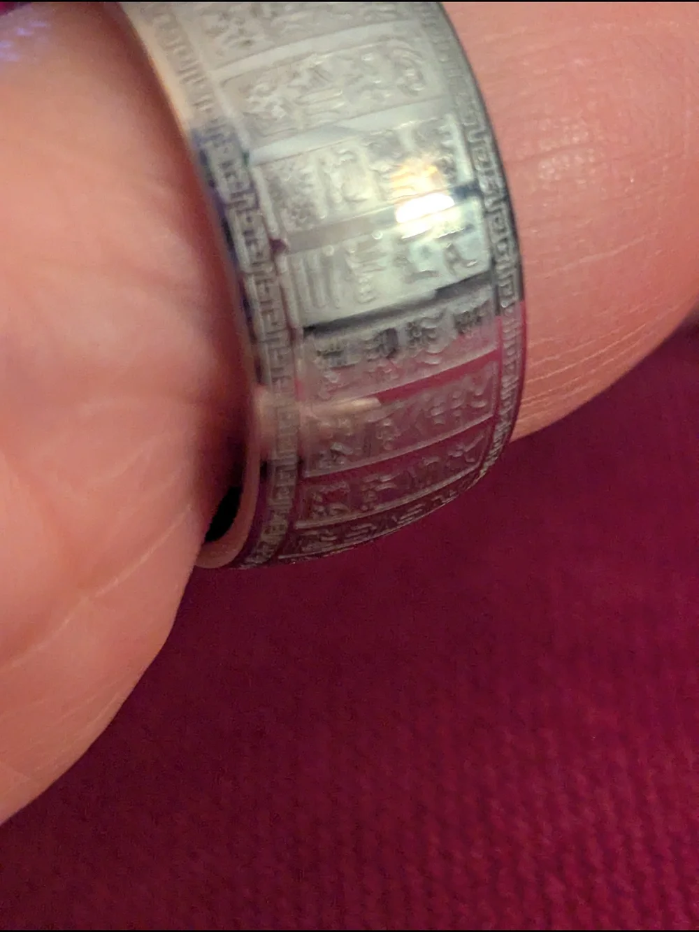 Silver Engraved Wide Band Ring - Silver